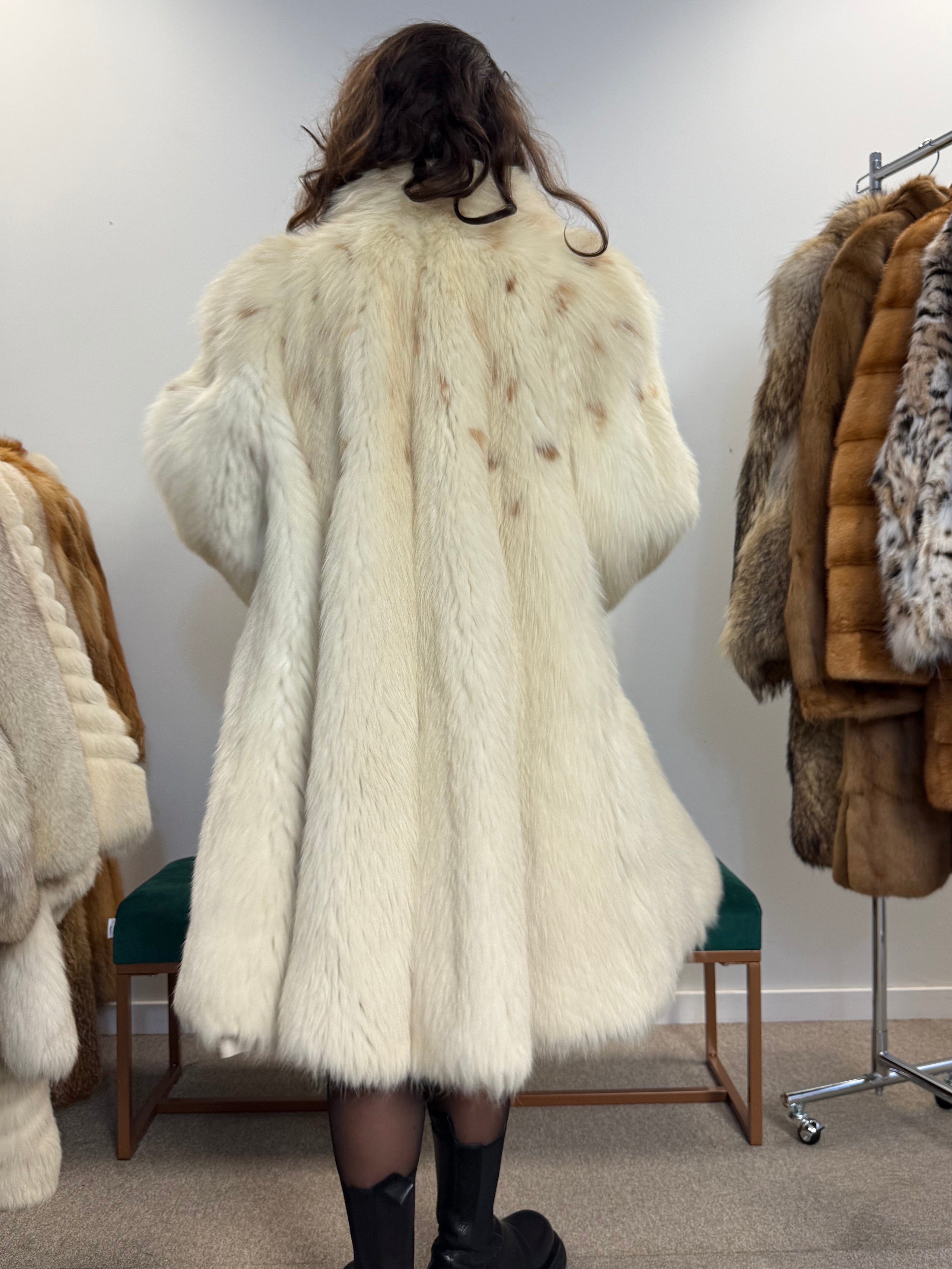 Real Lynx Fox Fur Coat for Women, Soft Warm Vintage Fur, Size up to 3XL