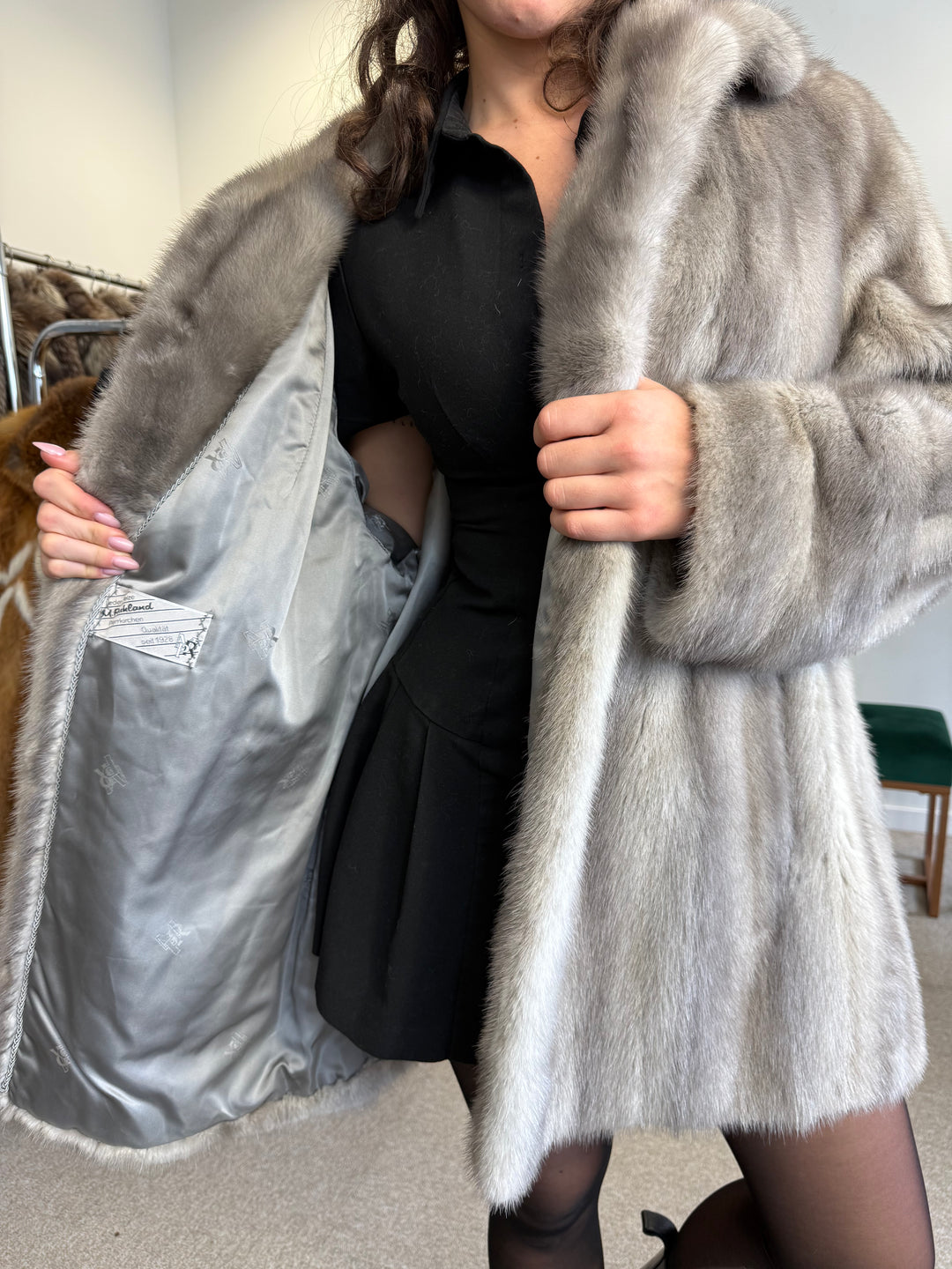 Women’s Grey Mink Fur Jacket – Luxury Winter Outerwear