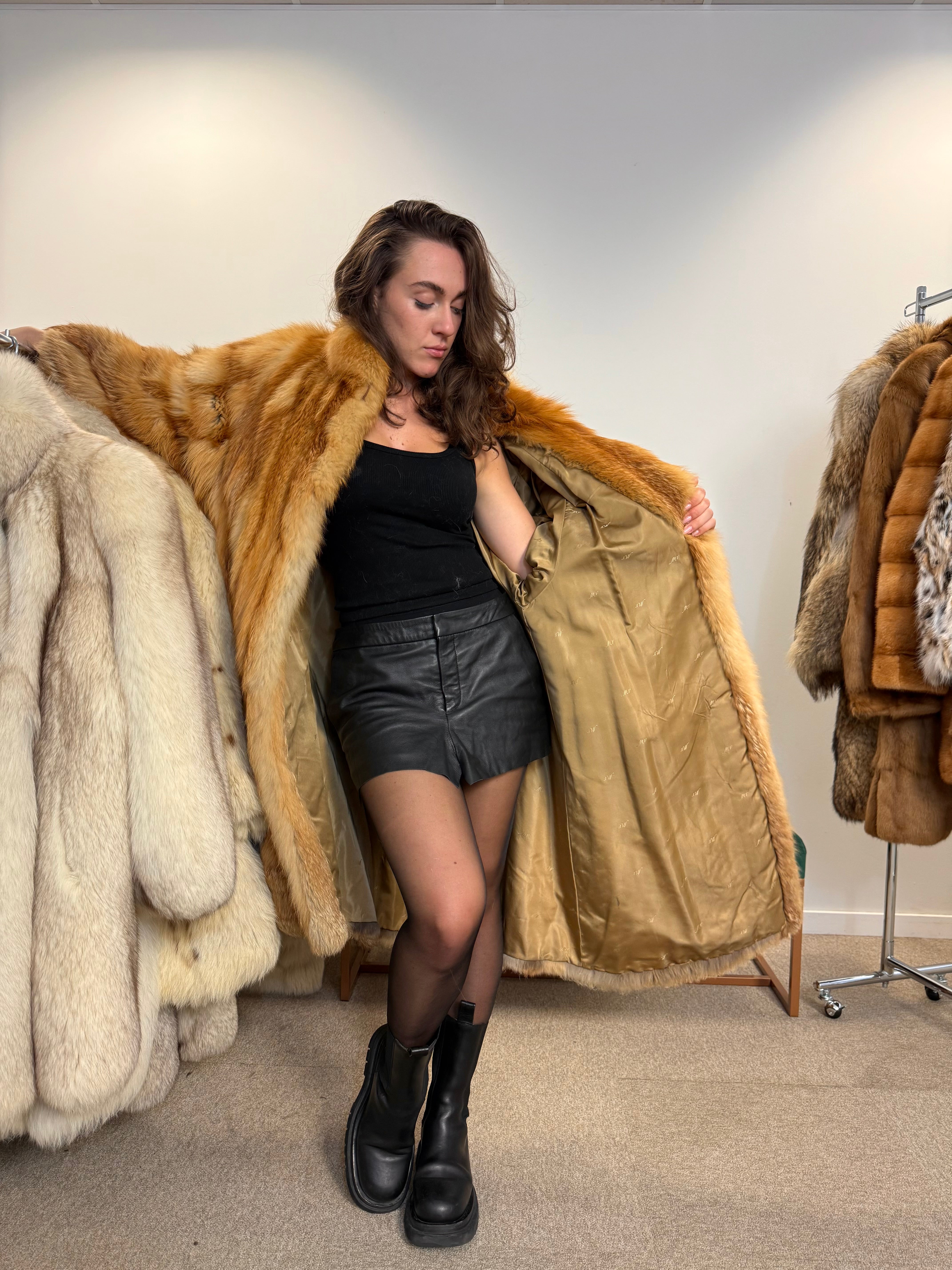 Real Red Fox Fur Coat, XL Size, Warm and Luxurious Outerwear