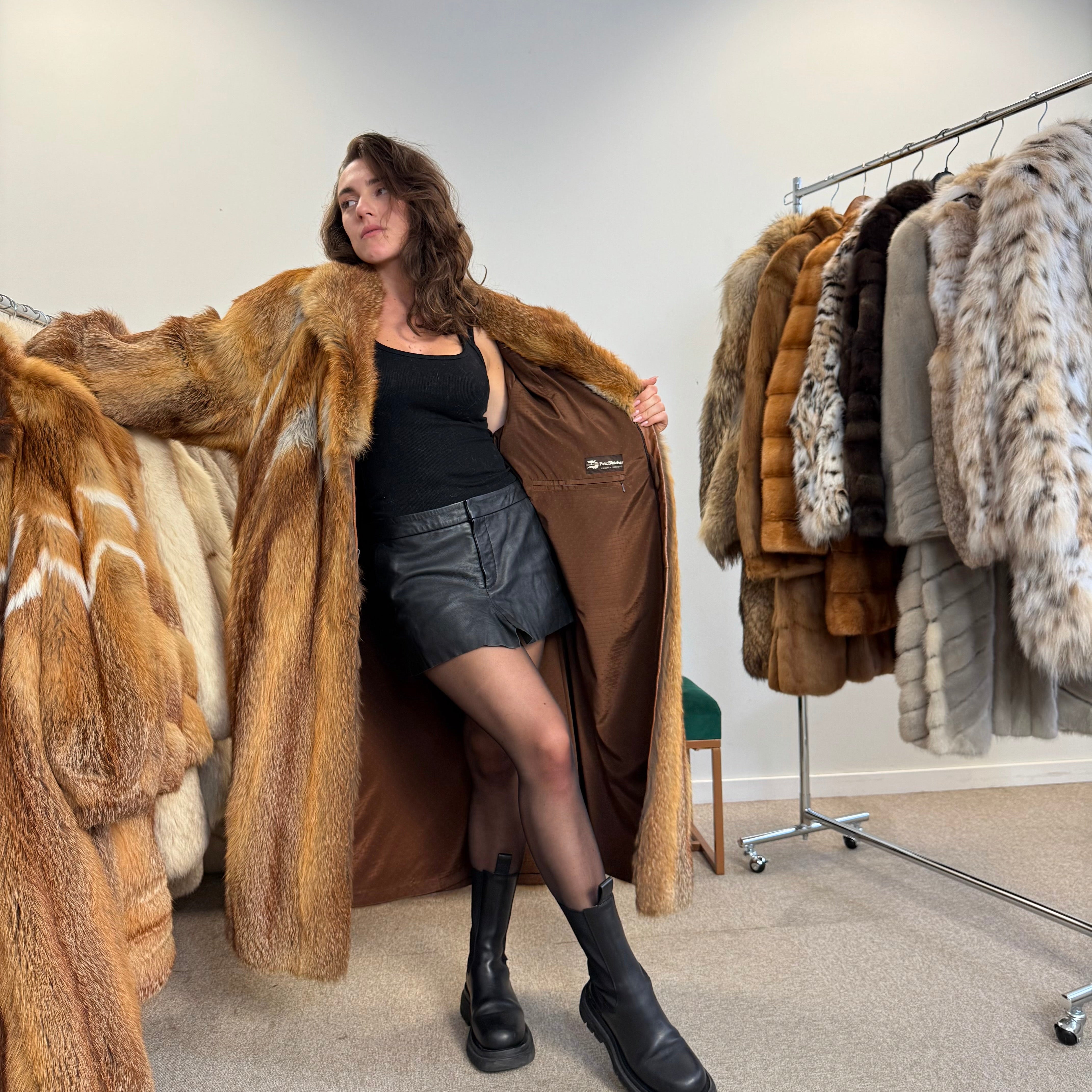 Real Red Fox Fur Coat, Soft and Fluffy, High-Quality Vintage Fur