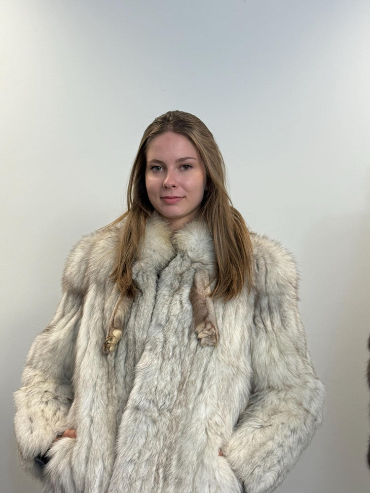 White Fox Fur Coat, Short-Length Vintage Women's Jacket, Real Fur