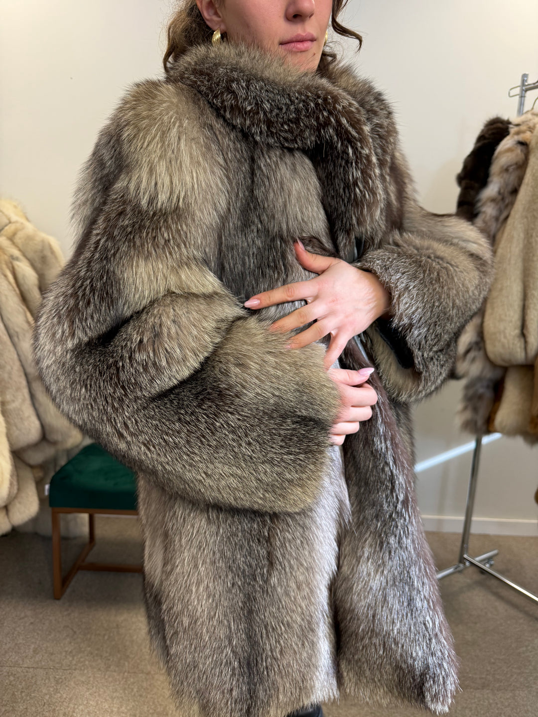 Soft and Thick Crystal Fox Fur Coat, Real Vintage Fashion