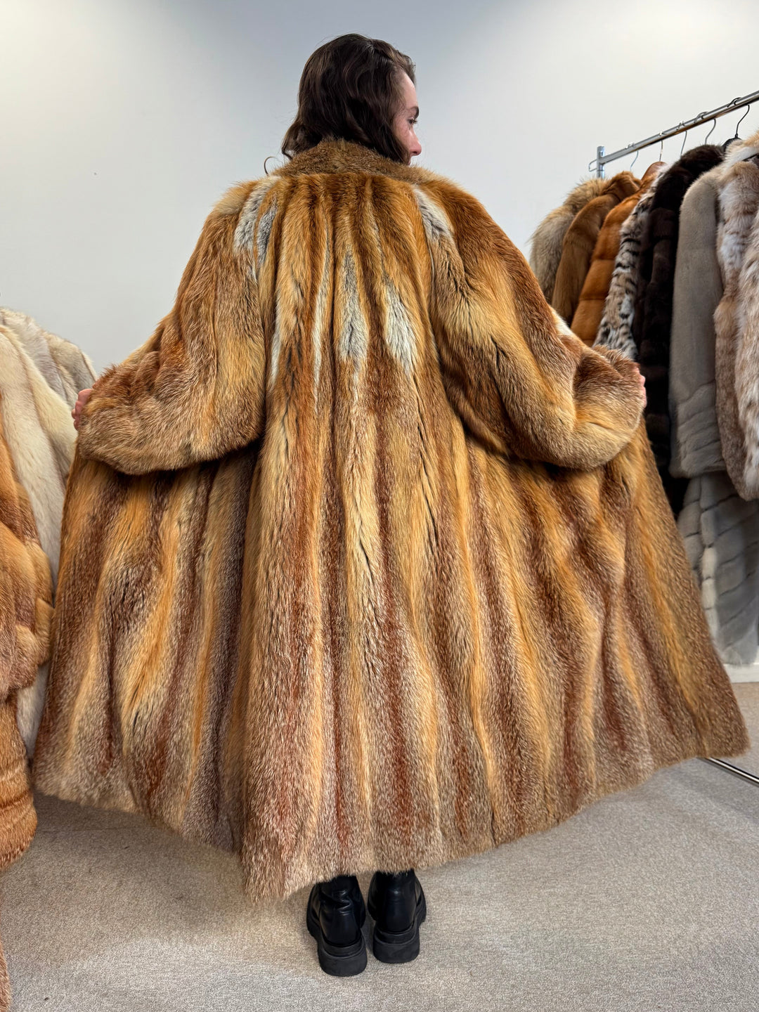 Soft Thick Red Fox Fur Coat, Real Vintage Women’s Outerwear