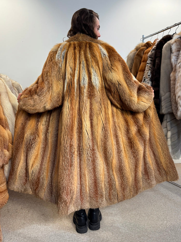 Soft Thick Red Fox Fur Coat, Real Vintage Women’s Outerwear