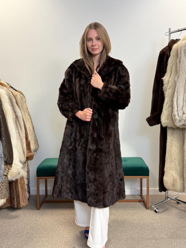Thick Real Mink Coat, Elegant Vintage Brown Fur for Women