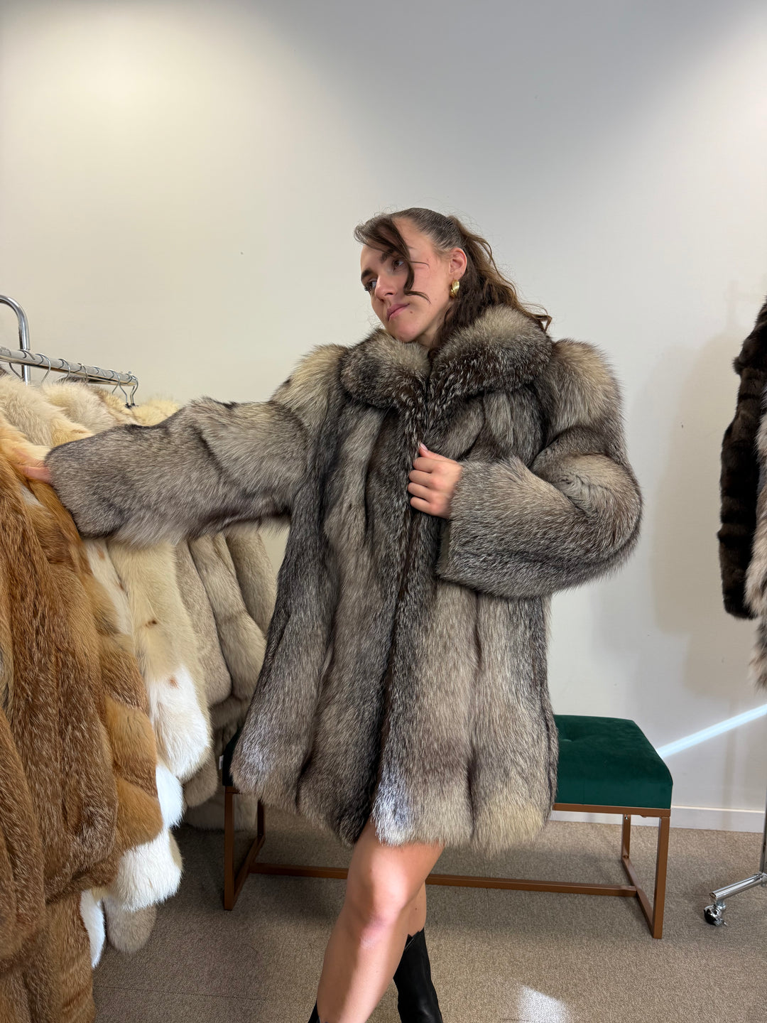 Vintage Crystal Fox Fur Coat, Real Fur, Beautiful Natural Colors
