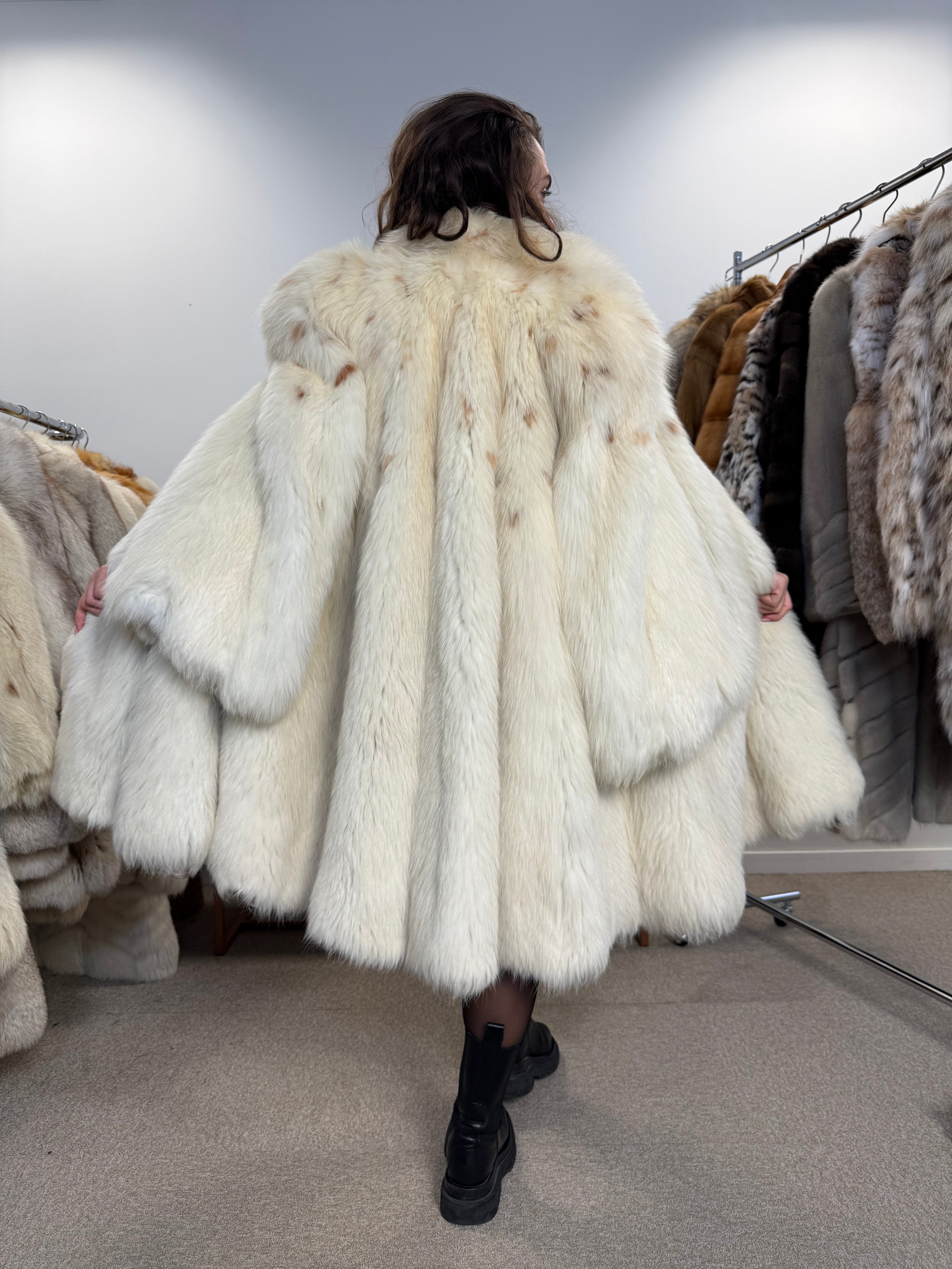 Vintage Real Lynx Fox Fur Jacket, Soft Thick Fur, Large to 3XL Fit