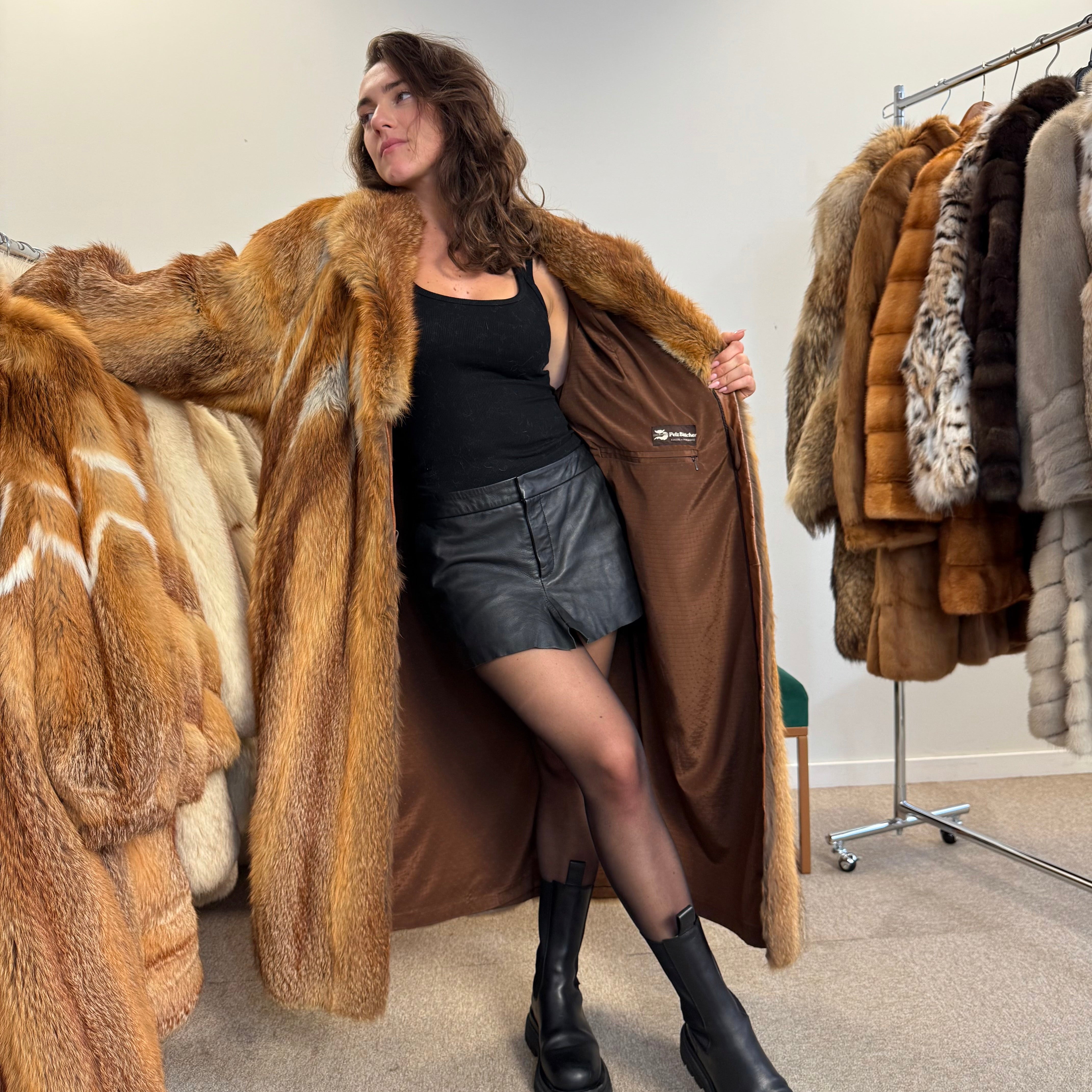 Women’s Red Fox Coat, Real Fur, Warm and Luxurious Winter Outerwear