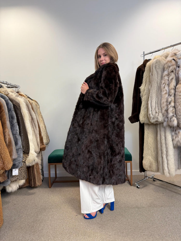Women’s Vintage Mink Coat, Real Fur, M/L Size, Brown Color