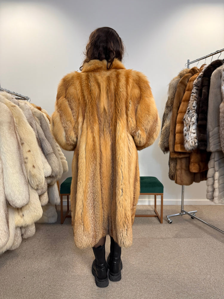 Women’s XL Red Fox Fur Coat, Real Fur, Elegant Vintage Style